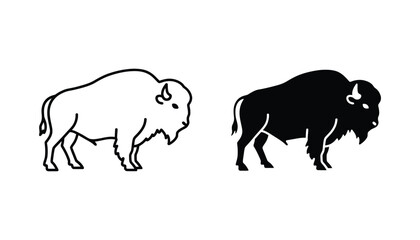 Obraz premium American bison standing profile silhouette icon for wildlife and nature themes