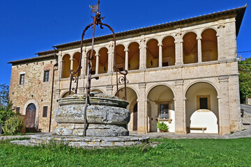Naklejka premium Montepulciano, Casa Parrocchiale della Chiesa o Santuario della Madonna di San Biagio, Val d'Orcia, Toscana