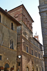 Naklejka premium Pienza, case, strade e palazzi del centro storico, Val d'Orcia, Toscana