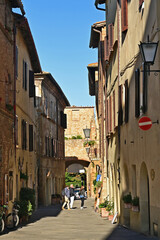 Naklejka premium Pienza, case, strade e palazzi del centro storico, Val d'Orcia, Toscana