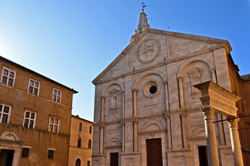 Obraz premium Pienza, il Duomo di Pienza o Cattedrale di Santa Maria Assunta, Siena, Val d'Orcia, Toscana