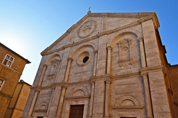 Naklejka premium Pienza, il Duomo di Pienza o Cattedrale di Santa Maria Assunta, Siena, Val d'Orcia, Toscana