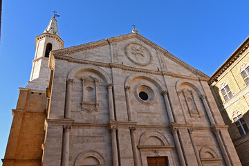 Naklejka premium Pienza, il Duomo di Pienza o Cattedrale di Santa Maria Assunta, Siena, Val d'Orcia, Toscana