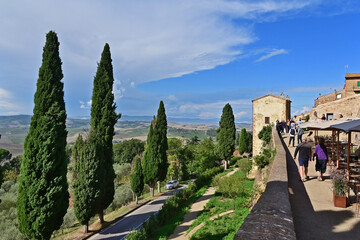 Naklejka premium Pienza, le colline della Val d'Orcia dalla loggia di Palazzo Piccolomini, Val d'Orcia, Toscana