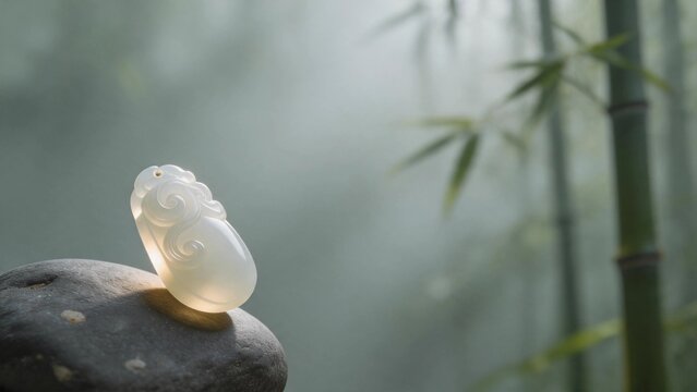 White Jade Pendant Zen Still Life