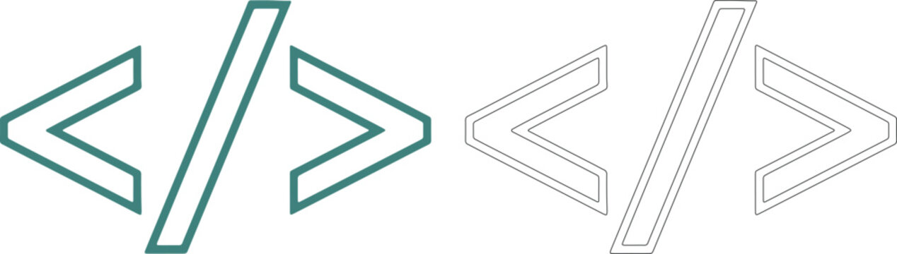 Teal and black angle brackets and slash symbols greater