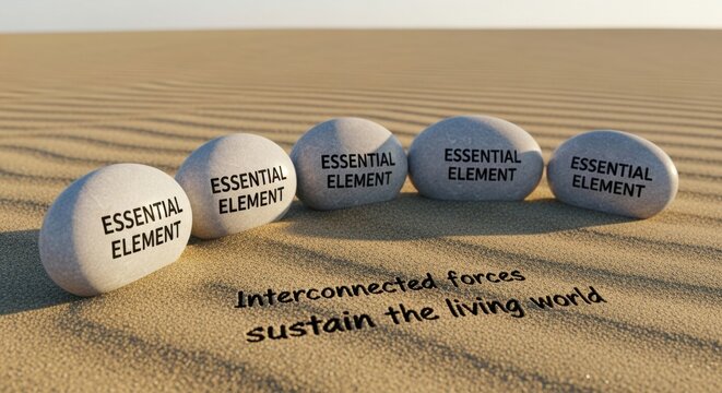 Five Essential Element Stones in Sand Arrangement v2