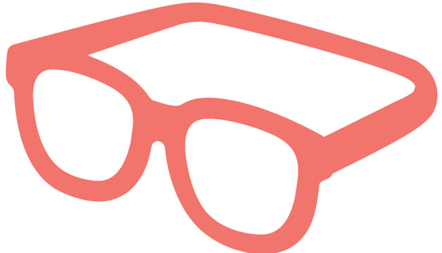 Minimalist salmon pink augmented reality glasses vector icon. This flat illustration represents smart eyewear, virtual reality technology, and futuristic digital vision accessories for tech.