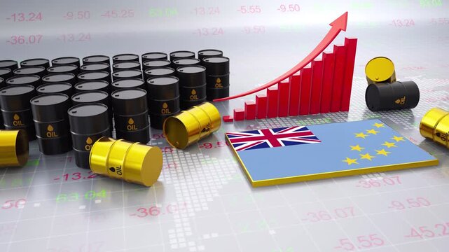 Tuvalu Oil Price Increase Concept With Bar Chart and Oil Barrels