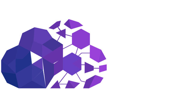 Internet of Things IoT devices vector icon illustration featuring a minimalist flat design with a network of connected geometric shapes and a low poly cloud for AI technology concepts.