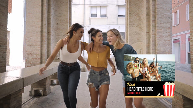 Popcorn Broadcast Package Next Small With Video &ndash; Fun Cinema Style Motion Graphics, Titles, Lower Thirds, Logo, Transitions and Promo Elements for TV, Movie and Media Content