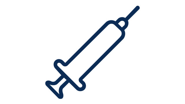 Dental Syringe Anesthesia Vector Icon Illustration, Minimalist Flat Design for Medical Healthcare Applications, Scalable Dark Blue Line Art of a Hypodermic Needle for Vaccination or Surgery