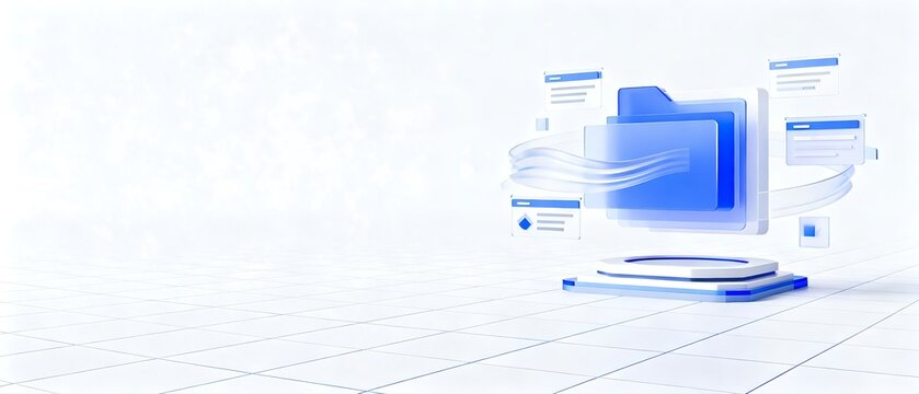 3D digital folder and document data management service scene