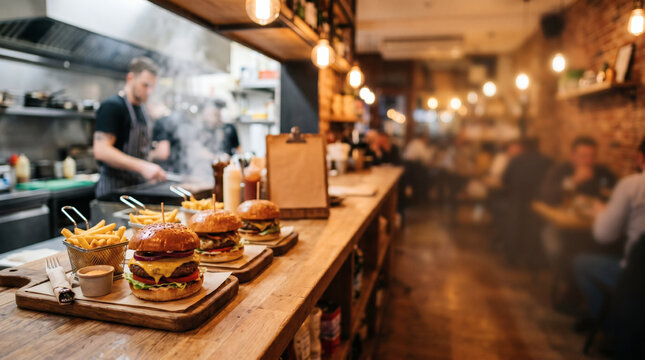 Professional Chef Preparing Burgers in McDonald's Restaurant