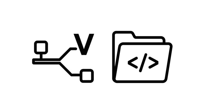 Network connection diagram and folder with code symbol icons link icon programming icon technology icon data icon file icon digital icon connection