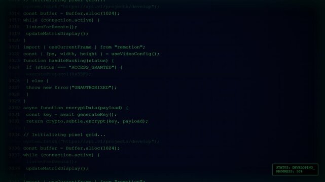 Abstract Green Code on Dark Background - Programming and Technology Concept