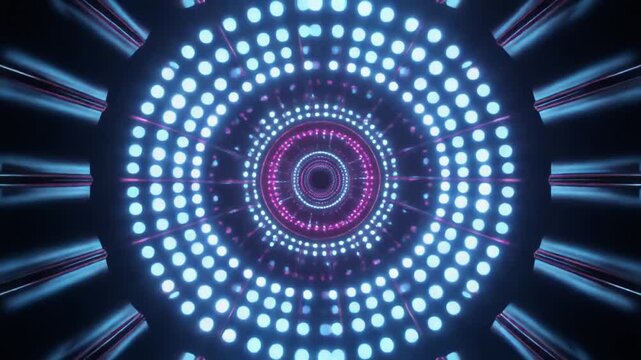 Abstract Neon Tunnel Loop - Futuristic Light Speed Motion Background