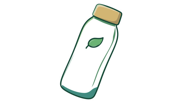 Fresh water bottle vector icon illustration featuring a minimalist reusable container with a green leaf logo and wooden cap. Scalable flat design perfect for health, wellness, and eco-friendly themes