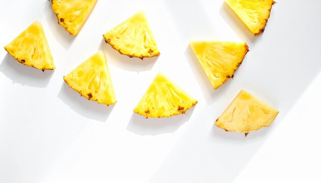 fresh pineapple slices geometric flat lay minimalist summer healthy food concept