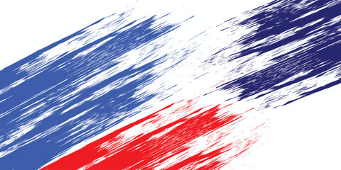 Abstract sports halftone background with dynamic red, white and blue stripes. © ali