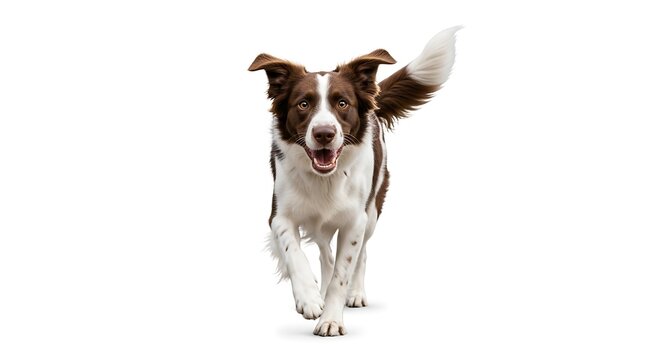 Energetic border collie in motion with fluffy tail