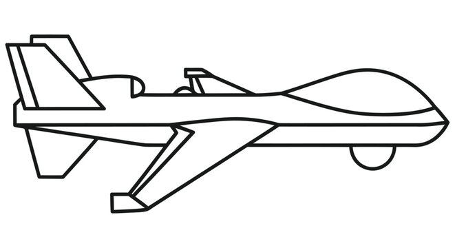 Simple line drawing of a remotely piloted aircraft resembling a predator drone