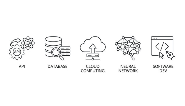 Technology icons transparent vector set illustration software development.