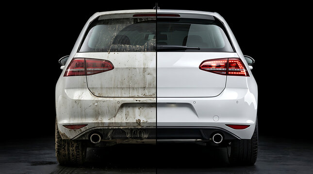 Dirty Versus Clean Car Rear View A Striking Comparison of Before and After Cleaning