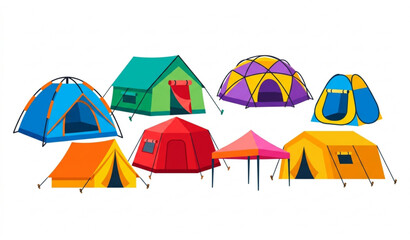 Colorful camping tents vector set flat outdoor adventure tent icons isolatedColorful camping tents vector set flat outdoor adventure tent icons isolated © MDSAKIB