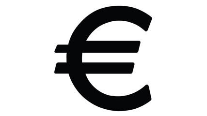 Fototapeta premium Black Euro currency symbol vector icon illustration. Minimalist digital euro sign for finance, banking, investment, and global economy. Clean line art design, scalable graphic resource.