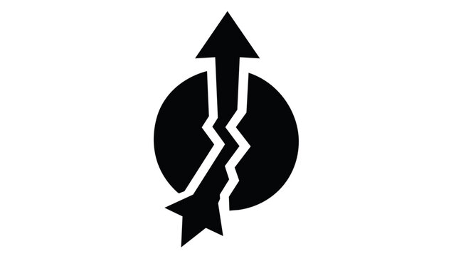 Inflation Vector Icon Illustration Featuring a Shrinking Coin Split by a Growing Upward Arrow Symbolizing Economic Crisis, Rising Prices, Financial Growth, and Market Volatility in Flat Style.