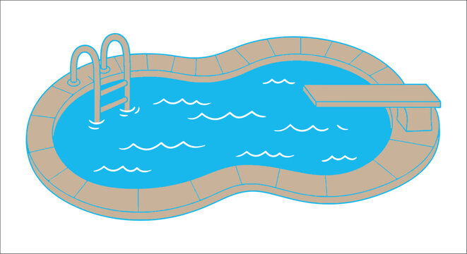 swimming pool with diving board and ladder
