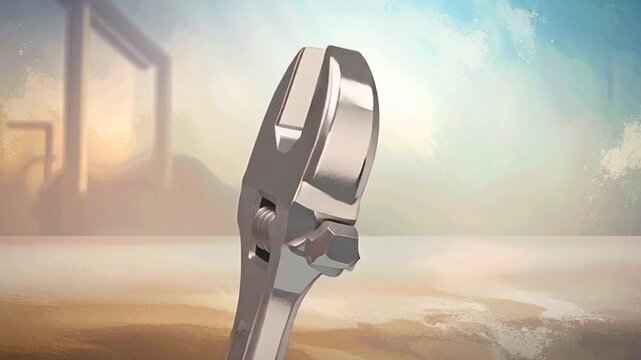 Adjustable Wrench Tool Closeup.