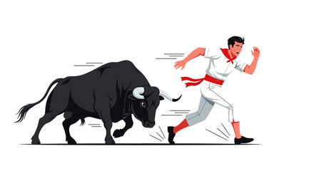 Man Running from Bull, Pamplona Festival © Ragat Sekolah