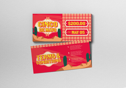 Yellow and Red Ornament Cinco De Mayo Sale Voucher