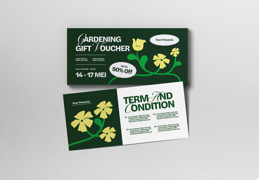 Green Hand Drawn Gardening Gift Voucher