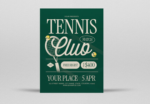 Green Vintage Tennis Match Flyer Layout