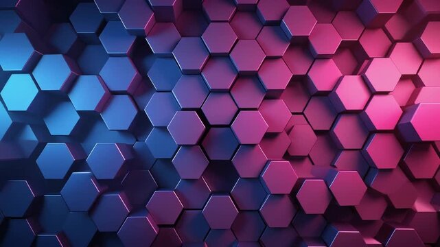 High Tech Stage Backdrop Hexagonal LED Panels Flashing Blue to Pink Gradient VJ Performance Motion Background 4K