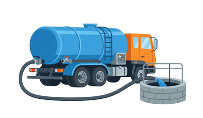 Water tanker truck filling from a well © MdRimon