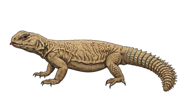 Detailed illustration of a monitor lizard with textured scales and sharp claws