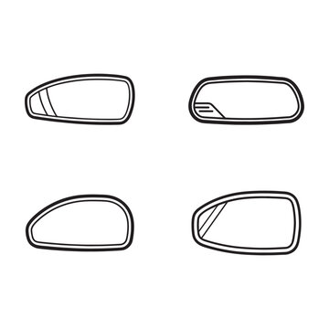 Four different side view mirror designs for cars with various shapes and angles  automotive parts