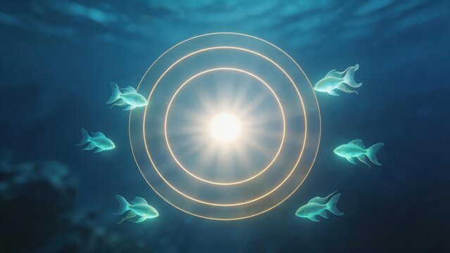 Underwater fish and glowing rings
