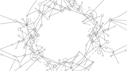 Obraz premium Abstract circular network structure with connected dots and lines.