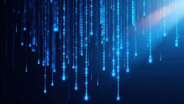 Digital binary code rain effect