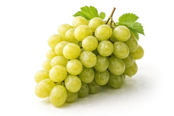 Naklejka premium white grapes in a compact cluster with a neutral white background