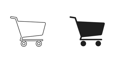 Shopping cart icon set in outline and solid black vector style for e-commerce retail and online store checkout user interface © JASIYA