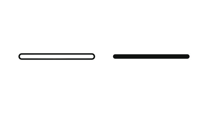Horizontal progress bar icon set in outline and solid black style for user interface loading and status indicators featuring minimalist graphic design isolated on professional white background
