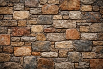 Naklejka premium Wall constructed from multiform stones as a textured backdrop