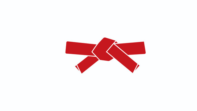 Red Martial Arts Belt Knot Isolated on White Background