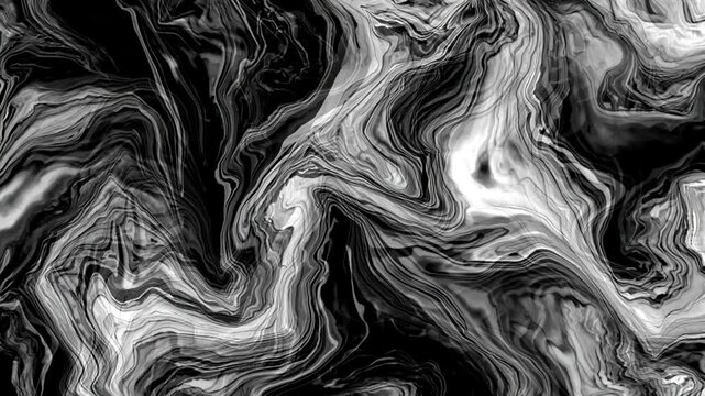 Abstract Black and White Liquid Marble Texture Swirl Background